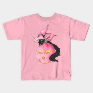 Pink Pumpkin Witch Kids T-Shirt